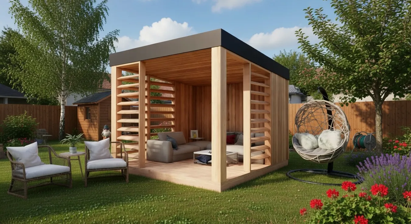 Minimalistický moderný záhradný altánok