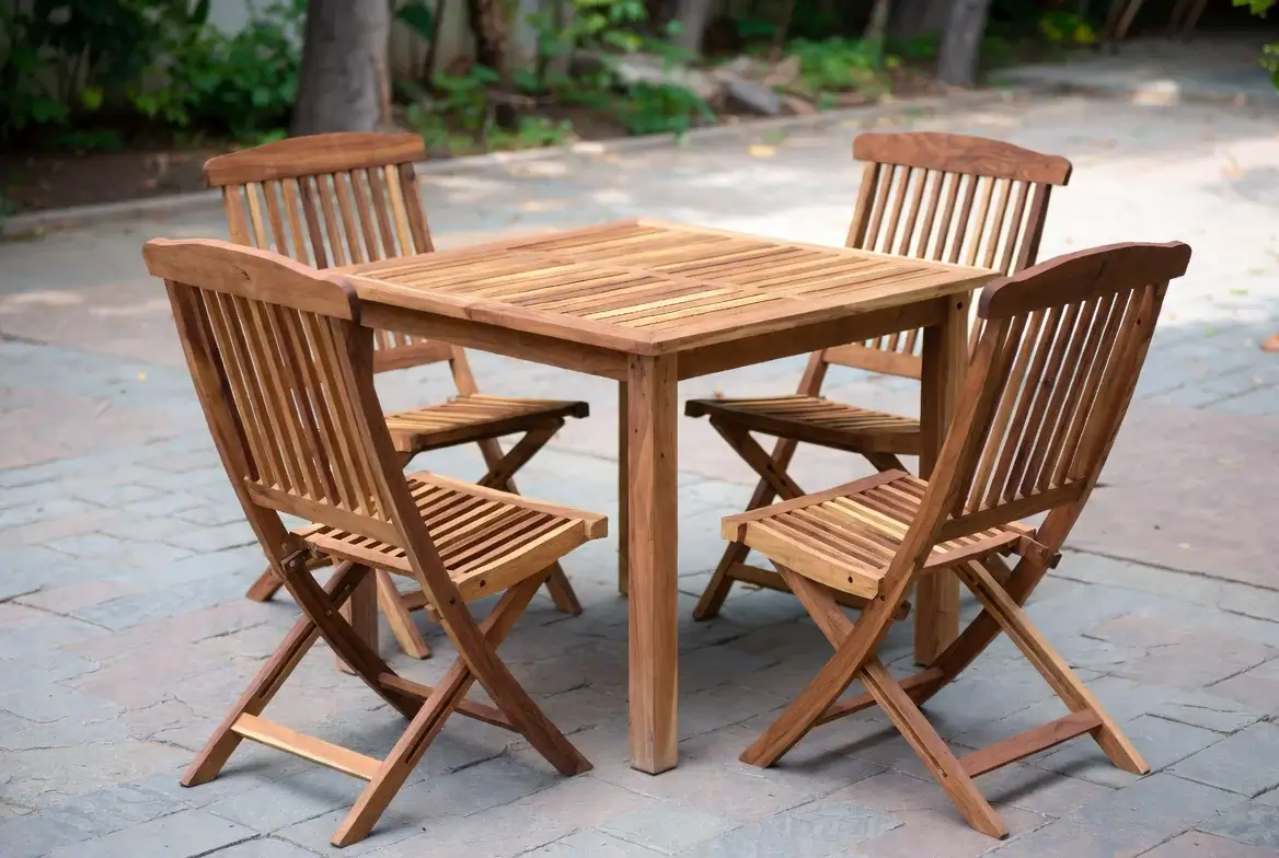 Teakový záhradný nábytok na terase